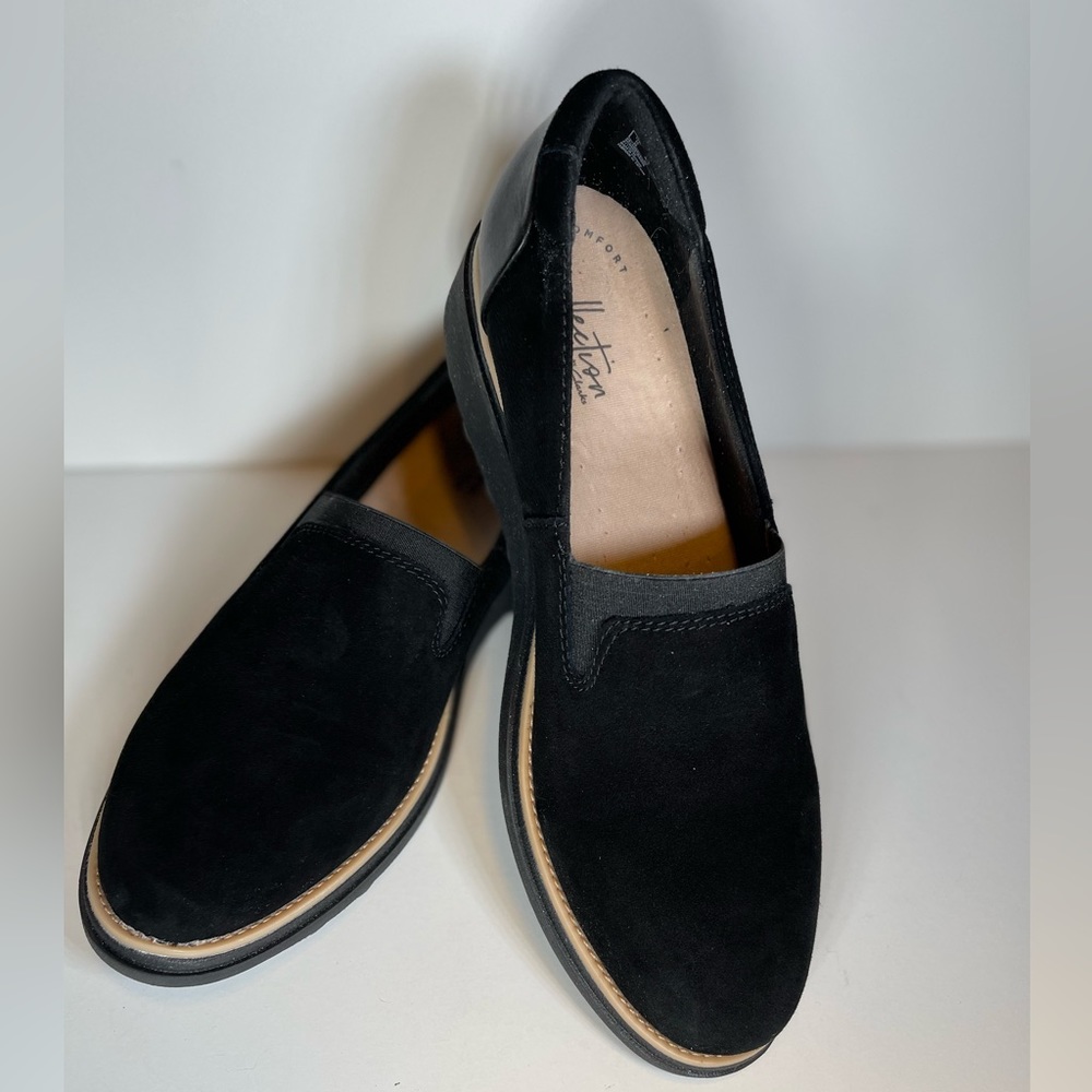 Clark’s Sharon Dolly Black Slip-ons